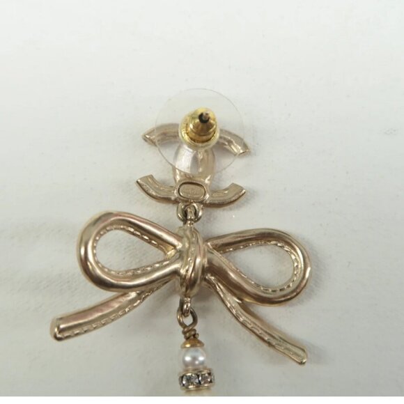 100% Authentic Chanel Faux Pearl & Strass CC Drop Earrings - Picture 8 of 12